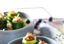 Involtini di zucchine con lenticchie al timo e salsa alla menta