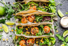 Tacos vegan di ceci con polpettine di peperoni