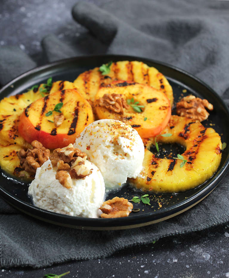 grigliata-pesche-ananas Grigliata mista di pesche e ananas al miele