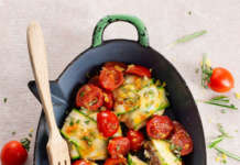 Ravioli di zucchine con ricotta, funghi porcini e pomodorini