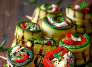 Rolls di ortaggi grigliati e formaggio al timo