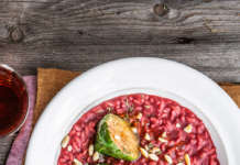 Risotto alla barbabietola con cannellini e fichi dorati