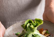 Fagottini di cavolo nero ai funghi con fonduta leggera
