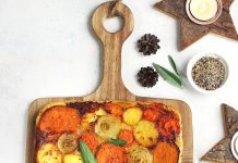 Tarte tatin colorata di carote, patate e cipolle