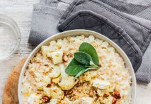 Risotto con cavolfiore, nocciole, salvia e brie