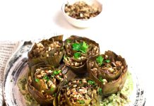 Carciofi ripieni con pesto ai semi di zucca