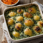 Gratin di patate novelle con crema di spinaci