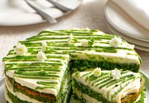 Green cake agli spinaci con ricotta e cioccolato bianco