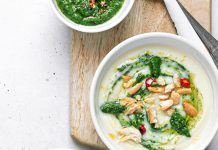 Vellutata di patate con crema piccante di cime di rapa