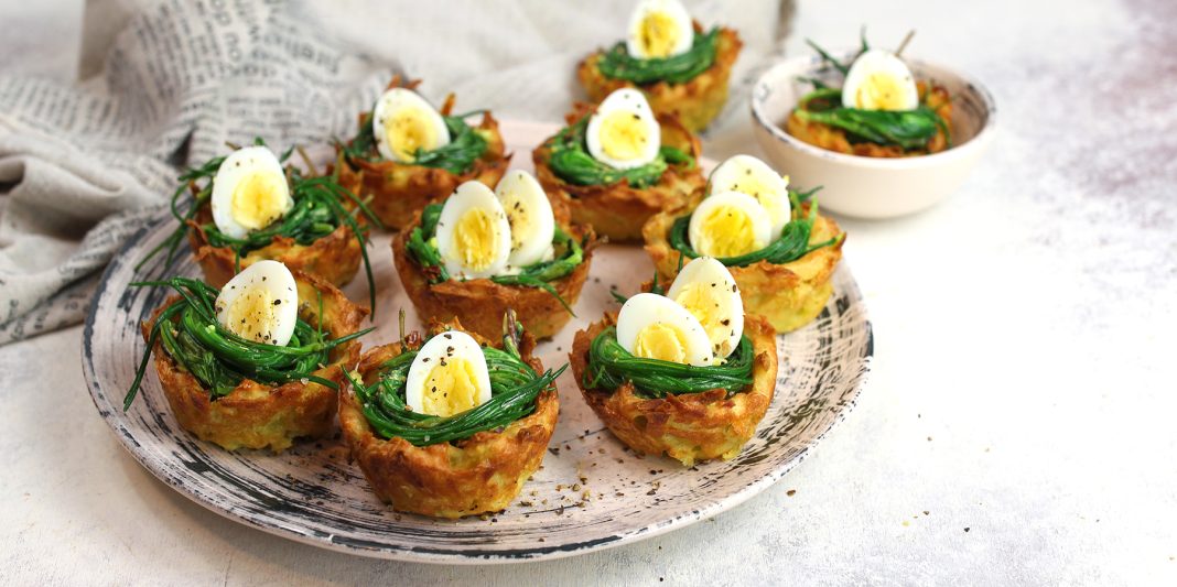 Cestini di patate e agretti