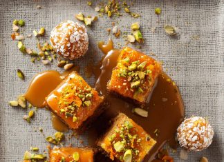 Cubotti di carote con caramello salato al cioccolato bianco
