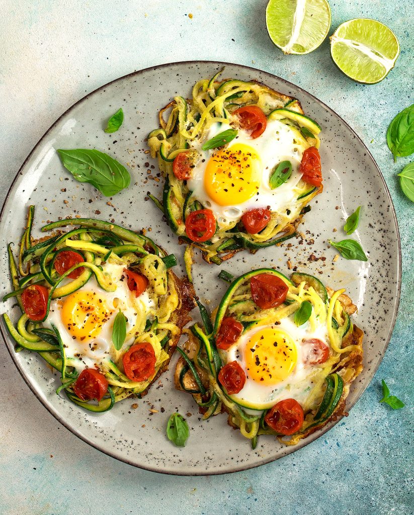 Cestini di zucchine, pomodorini e uova