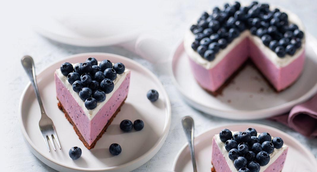 Cheesecake ricotta e mirtilli con frollini al cacao