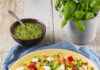 Fregola con primo sale, albicocche grigliate e peperoni