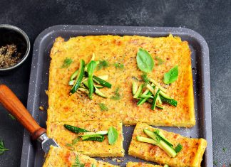 Focaccia farinata di ceci con zucchine e carote