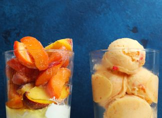 Frozen yogurt con pesche e albicocche