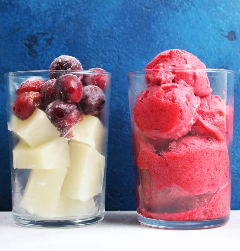 Gelato di ciliegie e cocco al miele