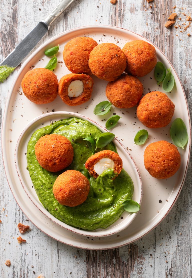 Polpettine di pappa al pomodoro con doppio pesto
