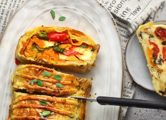 Strudel con peperoni, patate dolci e doppia scamorza