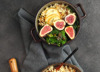 Bowl di miglio, scamorza affumicata, bietole e fichi