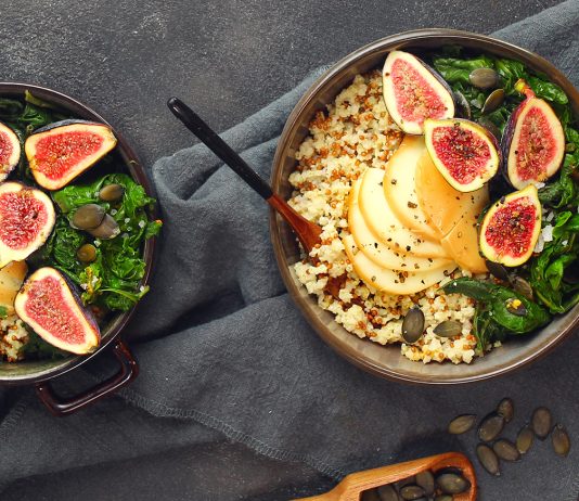 Bowl di miglio, scamorza affumicata, bietole e fichi