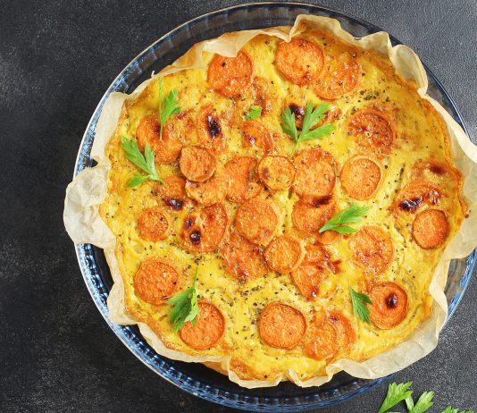 Farinata con patate dolci e salsa al prezzemolo