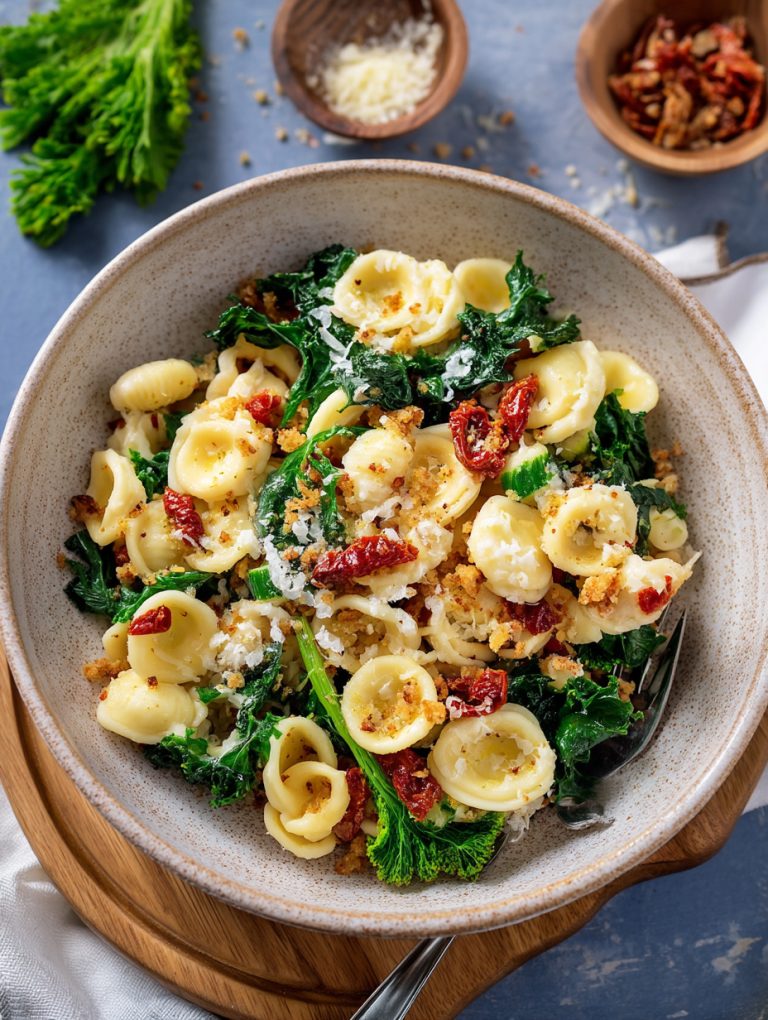 orecchiette-cime-rapa Orecchiette alle cime di rapa con briciole croccanti e pomodori secchi