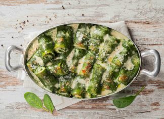 Mezzi cannelloni spinaci e cavolfiore in besciamella alla crescenza
