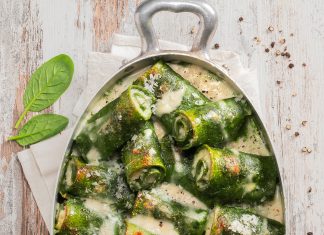 Mezzi cannelloni spinaci e cavolfiore in besciamella alla crescenza