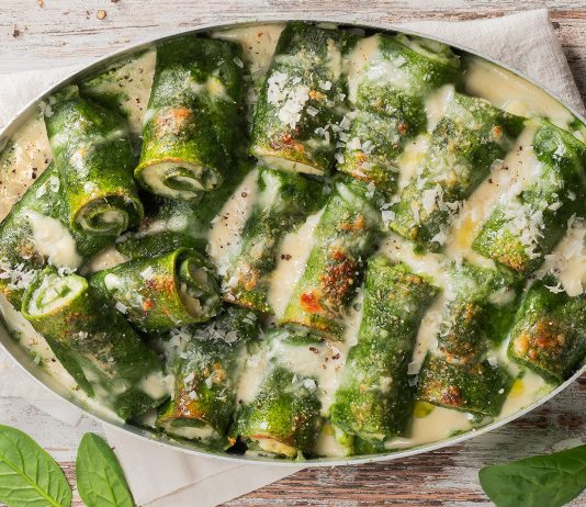 Mezzi cannelloni spinaci e cavolfiore in besciamella alla crescenza