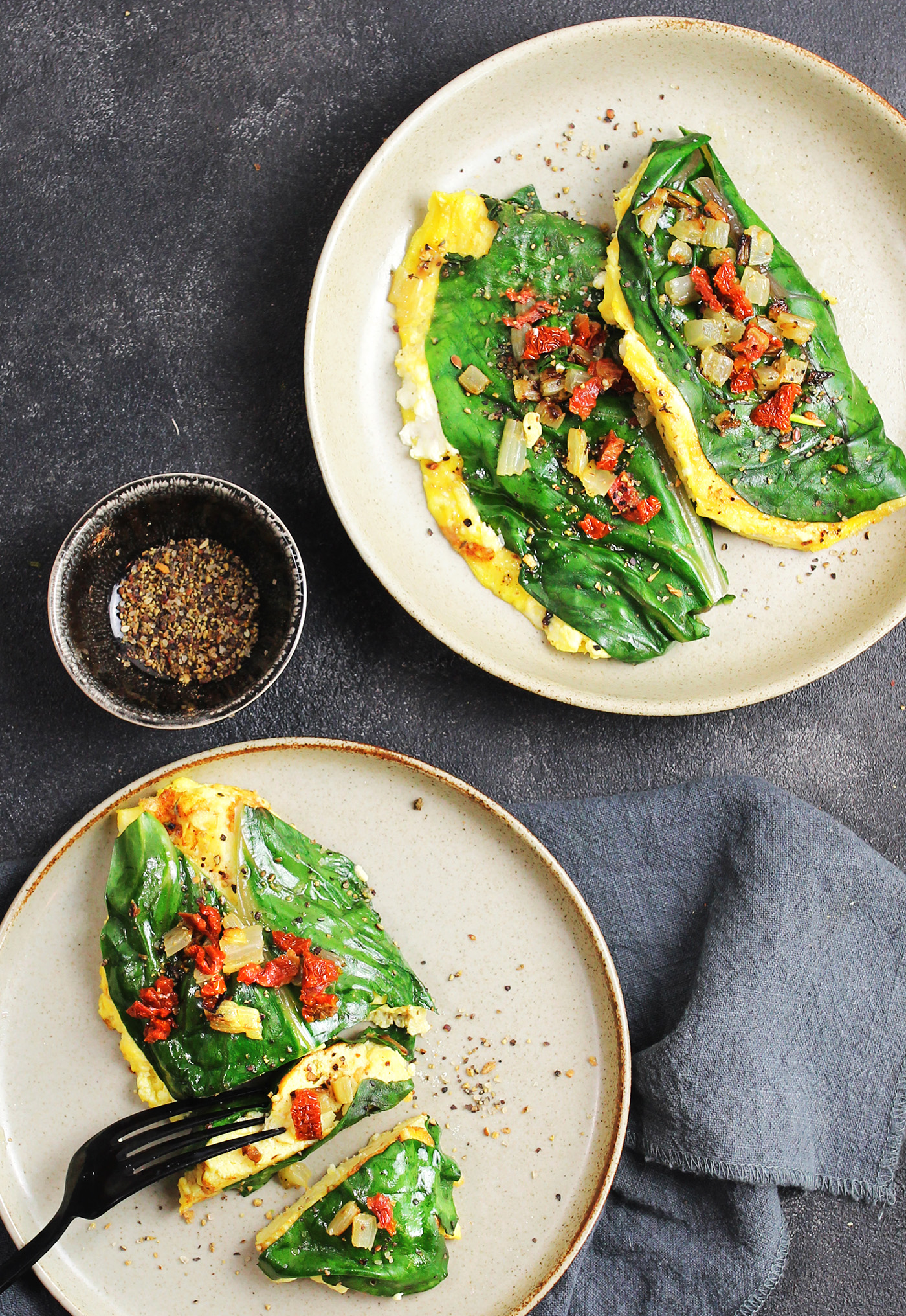 Omelette ricoperte alle bietole