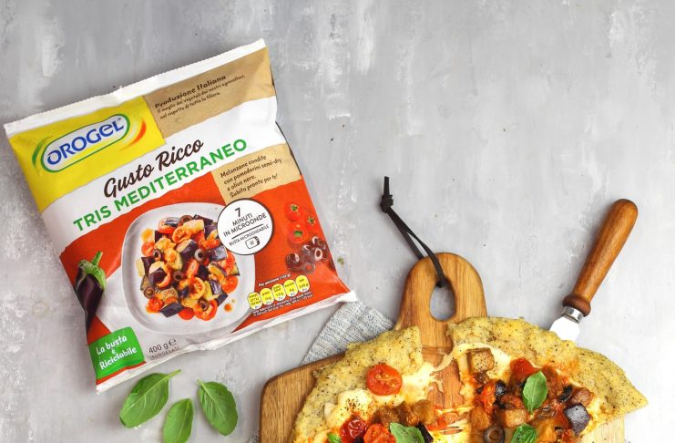 Pizza polenta con Tris Mediterraneo Orogel