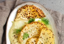 Sedano rapa steaks su purè al miso