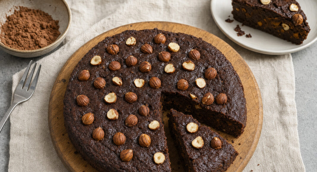 Torta di patate dolci, cacao e nocciole