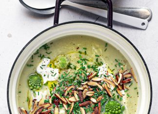 Vellutata di broccolo romanesco con crema di robiola