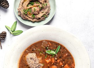 Zuppa di lenticchie con crema di castagne