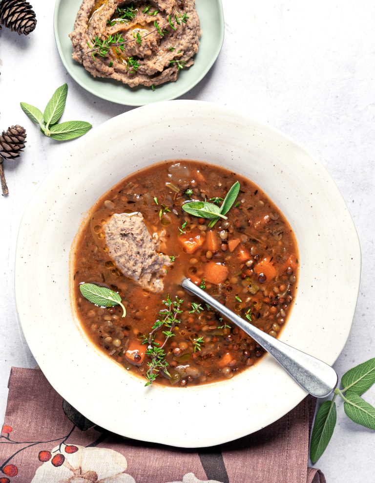 Zuppa di lenticchie con crema di castagne