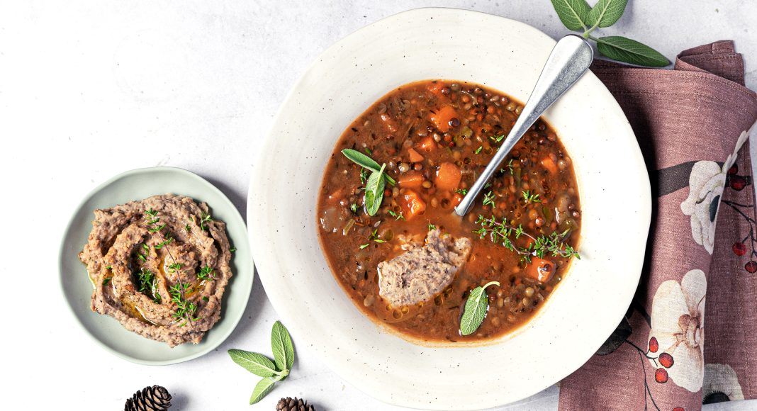 Zuppa di lenticchie con crema di castagne
