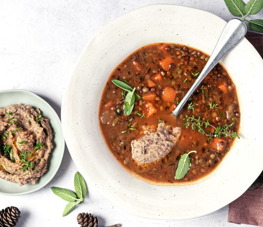 Zuppa di lenticchie con crema di castagne