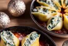 Conchiglioni ricotta e spinaci in salsa rossa