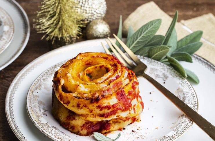 Lasagnette zucca e provola con pomodoro alla salvia