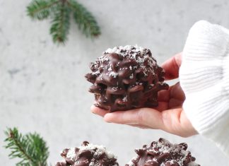 Pigne di cioccolato ai ceci con nocciole e mandorle Pigne di cioccolato ai ceci con nocciole e mandorle