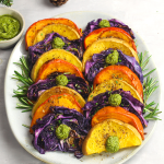 Tris di verdure al forno con pesto di pistacchi