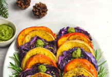 Tris di verdure al forno con pesto di pistacchi