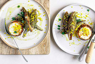 Ricottine al forno con carciofi, mimosa e maggiorana: la ricetta