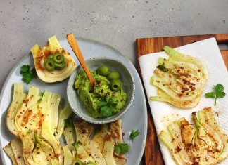 Finocchi dorati con tapenade alle olive verdi