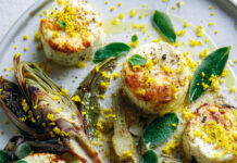 Ricottine al forno con carciofi, mimosa e maggiorana