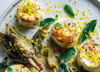 Ricottine al forno con carciofi, mimosa e maggiorana