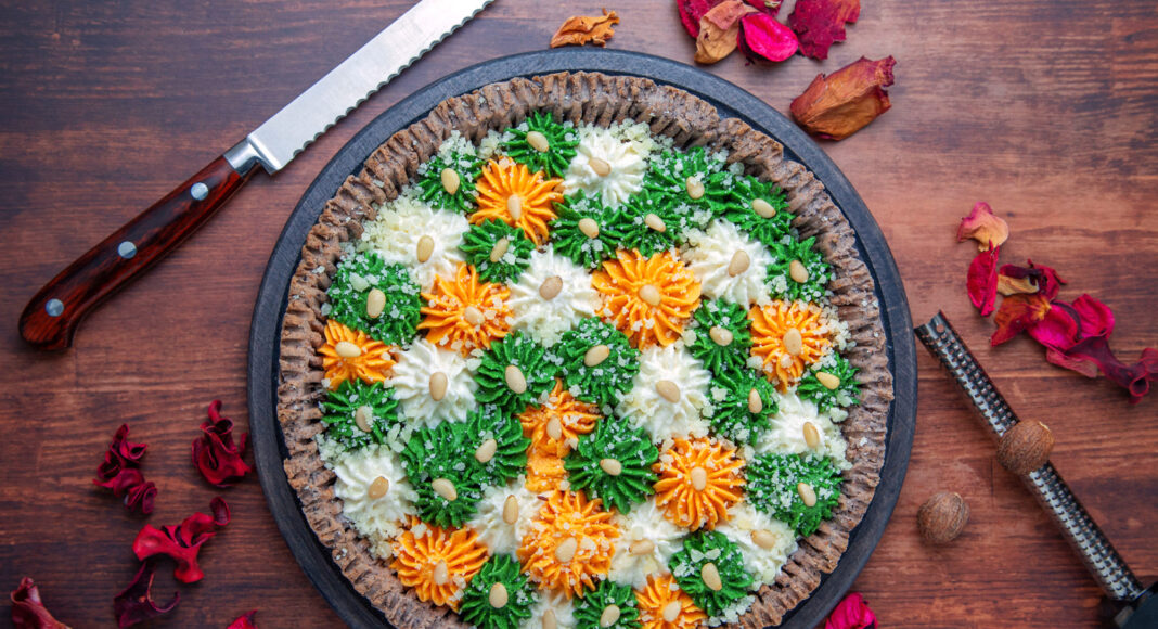 Torta salata senza glutine con farce colorate