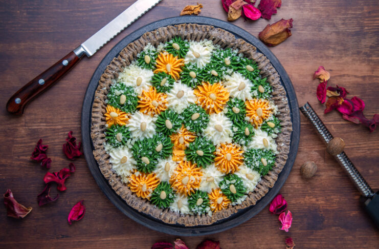 Torta salata senza glutine con farce colorate